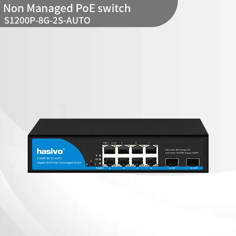 24V/48V automatic matching 2SFP+8GE full Gigabit POE switch